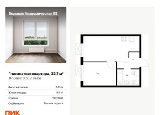 Продается 1-комнатная квартира, 32.7 м2, Москва, метро Окружная, жилой комплекс Большая Академическая 85, к3.6