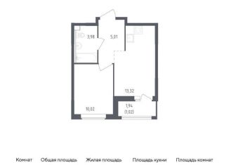 Продам 1-комнатную квартиру, 33.4 м2, деревня Новосаратовка