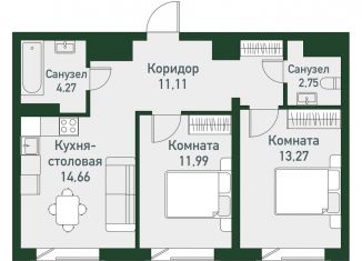 2-комнатная квартира на продажу, 58.1 м2, посёлок Западный
