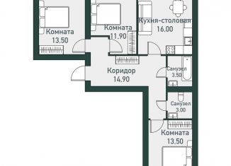 Трехкомнатная квартира на продажу, 81.4 м2, посёлок Западный