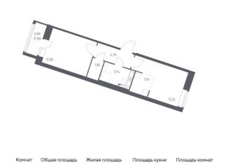Продажа 2-комнатной квартиры, 38.1 м2, посёлок Песочный