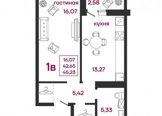 Продаю 1-комнатную квартиру, 45.2 м2, Пензенская область, улица Баталина, 31