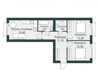 Продажа 2-комнатной квартиры, 61.3 м2, посёлок Западный