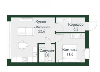 Продажа 1-комнатной квартиры, 43.4 м2, Челябинская область