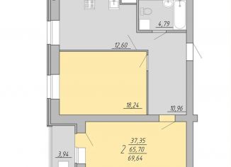 Двухкомнатная квартира на продажу, 69.6 м2, Тверская область