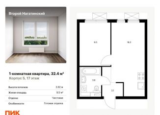 Продаю 1-комнатную квартиру, 32.4 м2, Москва, жилой комплекс Второй Нагатинский, к5