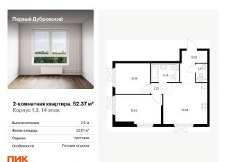 Продажа 2-комнатной квартиры, 52.4 м2, Москва, метро Дубровка