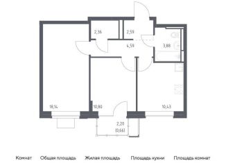 Продается двухкомнатная квартира, 53.5 м2, Московская область, жилой комплекс Прибрежный Парк, 7.1