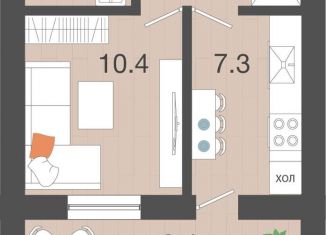 Продаю 1-комнатную квартиру, 27.6 м2, посёлок Голубево, Уютная улица