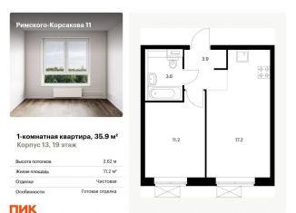 1-комнатная квартира на продажу, 35.9 м2, Москва, ЖК Римского-Корсакова 11