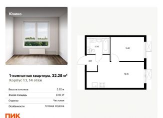 Однокомнатная квартира на продажу, 32.3 м2, Щербинка, жилой комплекс Юнино, 1.1