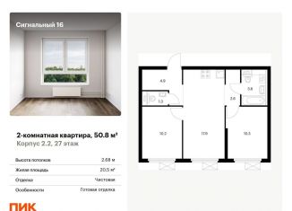 Продаю двухкомнатную квартиру, 50.8 м2, Москва