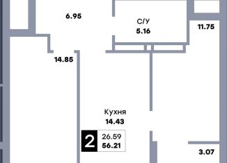 Продается двухкомнатная квартира, 40.6 м2, Самара, метро Безымянка