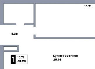 Продаю 1-ком. квартиру, 53.3 м2, Самара, метро Российская