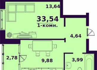 1-комнатная квартира на продажу, 33.5 м2, Ульяновск, жилой комплекс Сиреневый, 4, Заволжский район