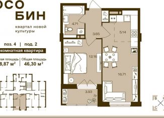 Продам двухкомнатную квартиру, 46.3 м2, Брянская область