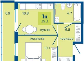 Продам 1-комнатную квартиру, 39.3 м2, Пермь
