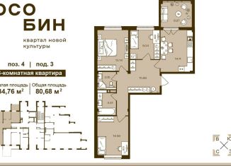 Продаю трехкомнатную квартиру, 80.7 м2, Брянск
