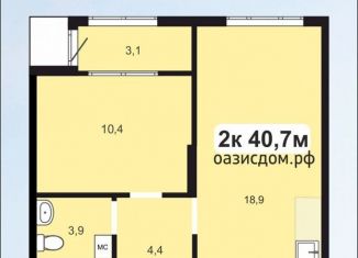 Продается двухкомнатная квартира, 40.7 м2, Ижевск, улица Телегина, 101, ЖК Оазис