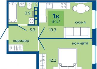 Продам однокомнатную квартиру, 34.7 м2, Пермь