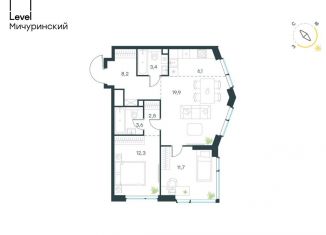 Продается трехкомнатная квартира, 67.7 м2, Москва, ЗАО, жилой комплекс Левел Мичуринский, к9