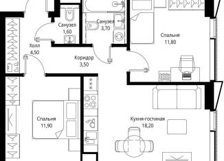 Продаю 2-ком. квартиру, 55.2 м2, Москва, станция Тушинская