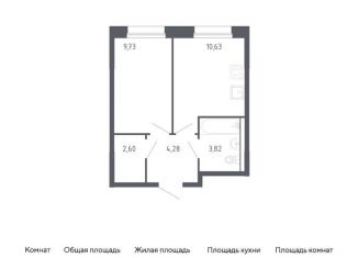 1-ком. квартира на продажу, 31.1 м2, Тюмень, жилой комплекс Чаркова 72, 1.2