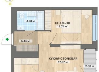 Продам 1-комнатную квартиру, 42.9 м2, Екатеринбург, переулок Ударников, 33