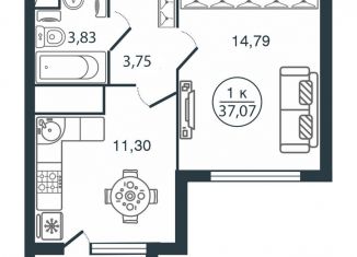 Продажа 1-комнатной квартиры, 37.1 м2, Тверская область