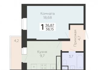 1-комнатная квартира на продажу, 38.2 м2, Московская область, Садовая улица, 3к1
