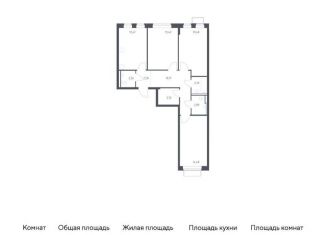 Продажа 3-комнатной квартиры, 78.6 м2, Москва, жилой комплекс Квартал Западный, к2