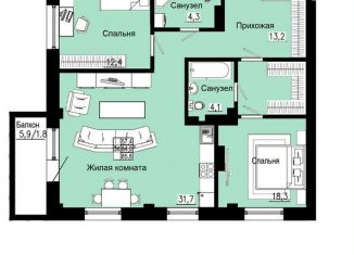 Продается 3-комнатная квартира, 85.7 м2, Красноярск