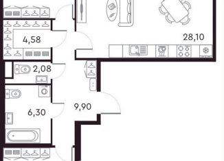 Продажа 2-комнатной квартиры, 96.9 м2, Санкт-Петербург, Петровский проспект, 22к2, ЖК Фамилия