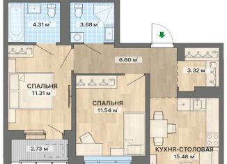 Двухкомнатная квартира на продажу, 59 м2, Екатеринбург, метро Чкаловская