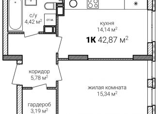 Продается 1-ком. квартира, 42.9 м2, Нижний Новгород, Советский район