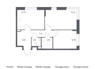 Продается 2-комнатная квартира, 53.9 м2, поселение Филимонковское, жилой комплекс Квартал Марьино, к4