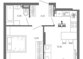 Продам 1-комнатную квартиру, 35.4 м2, Рязанская область, 5-й Новый проезд