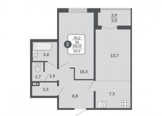 Продаю 2-ком. квартиру, 58 м2, Киров, Зелёная улица, 32, ЖК Дружба