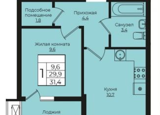 1-ком. квартира на продажу, 31.4 м2, Краснодар, ЖК Европа-Сити, Античная улица