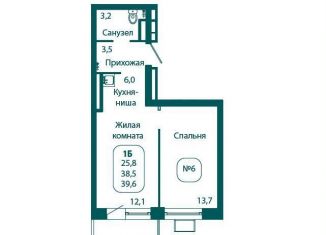 Однокомнатная квартира на продажу, 39.6 м2, Московская область, жилой комплекс Андреевка Лайф, 3