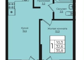 Продается 1-ком. квартира, 35.8 м2, Краснодар, ЖК Европа-Сити, Античная улица