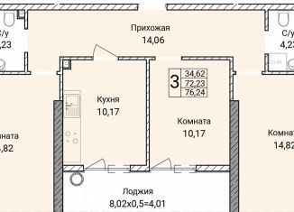 Продается 3-комнатная квартира, 76.2 м2, Севастополь, улица Братьев Манганари, 30к2
