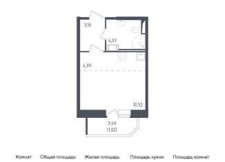 Квартира на продажу студия, 23.8 м2, Санкт-Петербург, жилой комплекс Живи в Рыбацком, 5, Невский район
