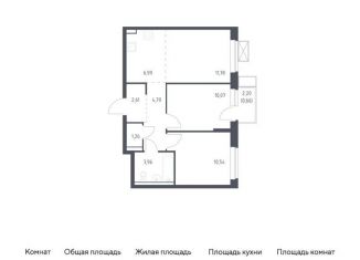 Продам двухкомнатную квартиру, 52.6 м2, Московская область