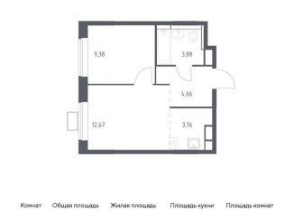 Продам однокомнатную квартиру, 34.4 м2, Московская область, жилой комплекс Прибрежный Парк, 9.2