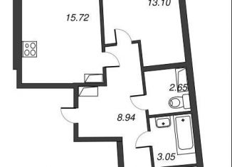 Продажа 2-комнатной квартиры, 58.5 м2, Мурино