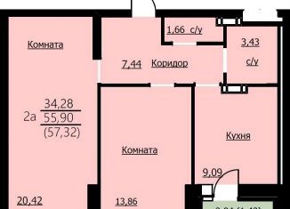 Продаю 2-комнатную квартиру, 57.3 м2, Ярославль, ЖК Алые Паруса
