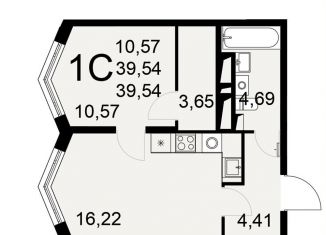 1-комнатная квартира на продажу, 39.5 м2, Тульская область