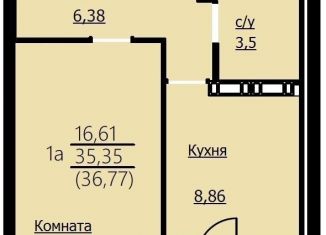 Продажа однокомнатной квартиры, 36.8 м2, Ярославль, ЖК Алые Паруса