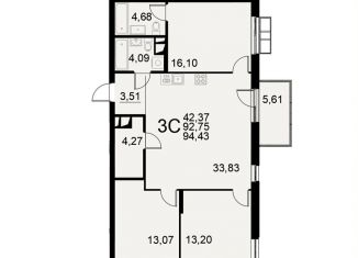 Продается 3-комнатная квартира, 94.4 м2, Тула, Хлебная площадь